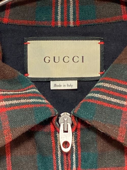 GUCCI（グッチ）GUCCI (グッチ) WOOL ZIP UP SHIRT  レッド サイズ:48の古着・服飾アイテム