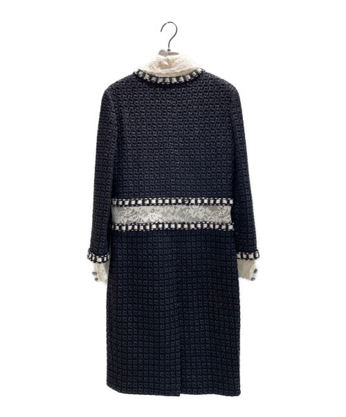 CHANEL（シャネル）CHANEL (シャネル) フラワーレースツイードワンピース ネイビー サイズ:38の古着・服飾アイテム