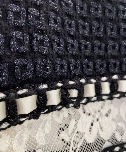 CHANEL（シャネル）CHANEL (シャネル) フラワーレースツイードワンピース ネイビー サイズ:38の古着・服飾アイテム