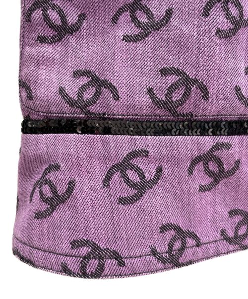 CHANEL（シャネル）CHANEL (シャネル) ココマークノーカラージャケット パープル サイズ:36の古着・服飾アイテム