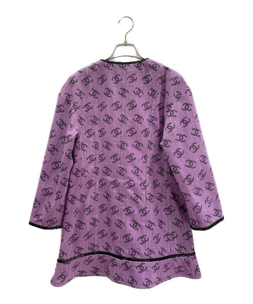 CHANEL（シャネル）CHANEL (シャネル) ココマークノーカラージャケット パープル サイズ:36の古着・服飾アイテム