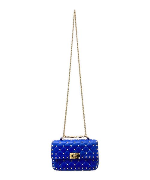 VALENTINO（ヴァレンティノ）VALENTINO (ヴァレンティノ) ロックスタッズ スパイク ナッパレザー スモールバッグ ブルー サイズ:スモールの古着・服飾アイテム