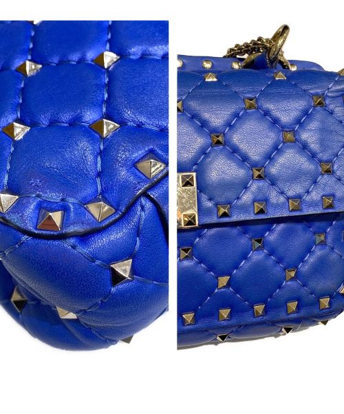 VALENTINO（ヴァレンティノ）VALENTINO (ヴァレンティノ) ロックスタッズ スパイク ナッパレザー スモールバッグ ブルー サイズ:スモールの古着・服飾アイテム