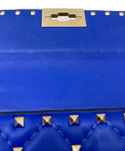 VALENTINO（ヴァレンティノ）VALENTINO (ヴァレンティノ) ロックスタッズ スパイク ナッパレザー スモールバッグ ブルー サイズ:スモールの古着・服飾アイテム