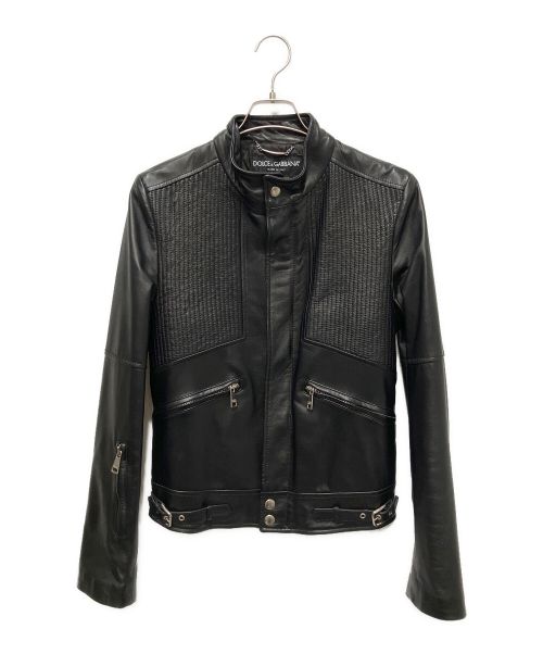 DOLCE & GABBANA（ドルチェ＆ガッバーナ）DOLCE & GABBANA (ドルチェ＆ガッバーナ) ラムレザーライダースジャケット ブラック サイズ:44の古着・服飾アイテム