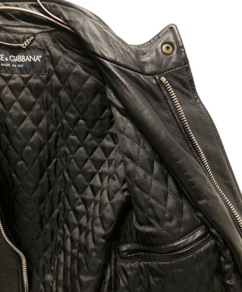 DOLCE & GABBANA（ドルチェ＆ガッバーナ）DOLCE & GABBANA (ドルチェ＆ガッバーナ) ラムレザーライダースジャケット ブラック サイズ:44の古着・服飾アイテム