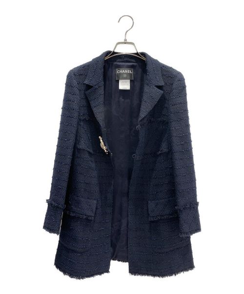 CHANEL（シャネル）CHANEL (シャネル) ブローチツイードジャケット ネイビー サイズ:38の古着・服飾アイテム
