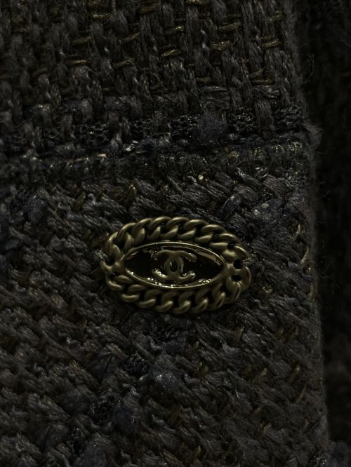 CHANEL（シャネル）CHANEL (シャネル) ブローチツイードジャケット ネイビー サイズ:38の古着・服飾アイテム