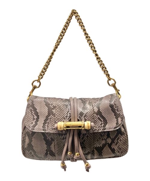 GUCCI（グッチ）GUCCI (グッチ) パイソンバンブーチェーンハンドバッグ ラベンダー サイズ:-の古着・服飾アイテム