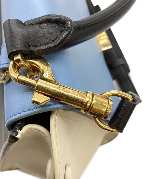 CELINE（セリーヌ）CELINE (セリーヌ) 2WAYバッグ/トラペーズ ブルー×ネイビー×ホワイトの古着・服飾アイテム
