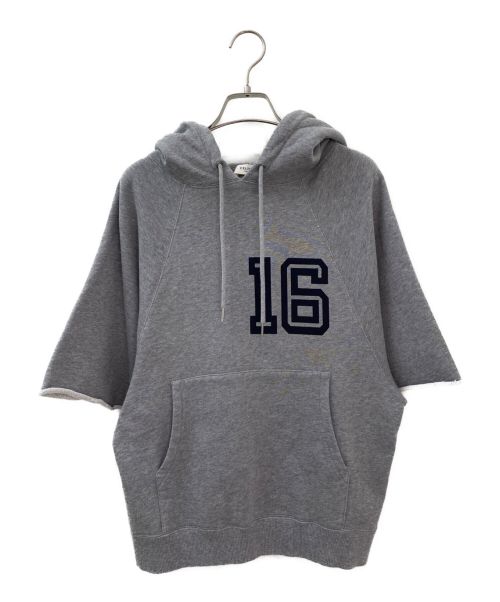 CELINE（セリーヌ）CELINE (セリーヌ) 16ロゴ半袖パーカー グレー サイズ:Sの古着・服飾アイテム
