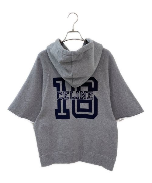 CELINE（セリーヌ）CELINE (セリーヌ) 16ロゴ半袖パーカー グレー サイズ:Sの古着・服飾アイテム