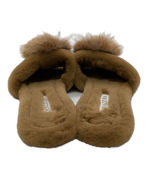 AQUAZZURA（アクアズーラ）AQUAZZURA (アクアズーラ) ファーサンダル ブラウン サイズ:37の古着・服飾アイテム