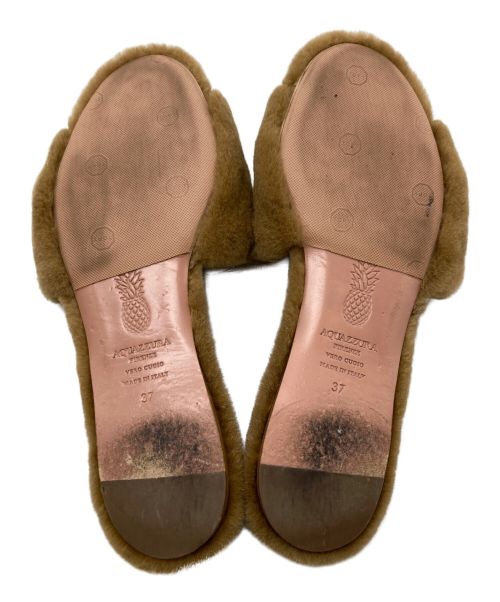 AQUAZZURA（アクアズーラ）AQUAZZURA (アクアズーラ) ファーサンダル ブラウン サイズ:37の古着・服飾アイテム