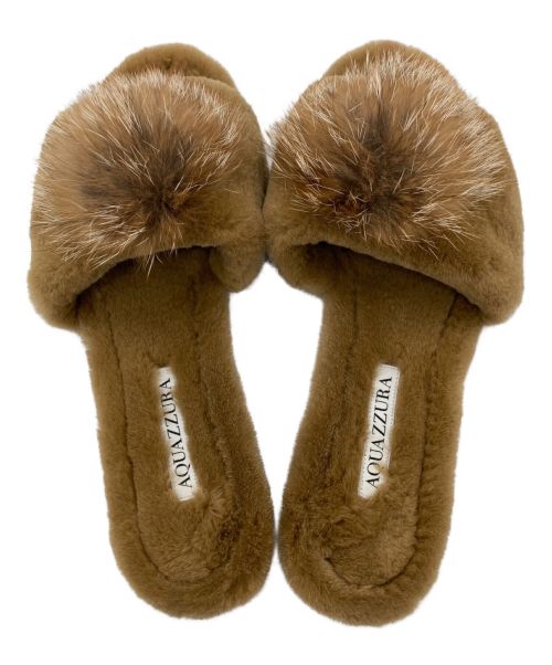 AQUAZZURA（アクアズーラ）AQUAZZURA (アクアズーラ) ファーサンダル ブラウン サイズ:37の古着・服飾アイテム