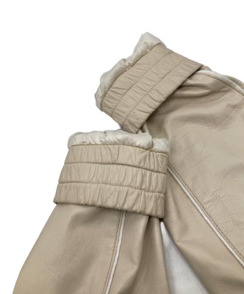 falleri（ファッレーリ）falleri (ファッレーリ) レザージャケット ベージュ サイズ:46の古着・服飾アイテム