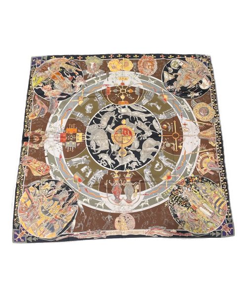 HERMES（エルメス）HERMES (エルメス) カレ 90/褐色の男達の伝説 MYTHOLOGIES DES HOMMES ROUGES ブラック×ブラウン サイズ:90の古着・服飾アイテム