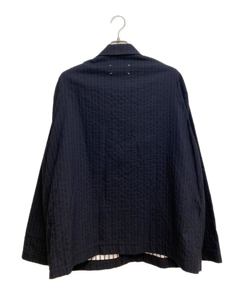 Maison Margiela（メゾンマルジェラ）Maison Margiela (メゾンマルジェラ) ストライプボタンジャケット ネイビー×ブラック サイズ:46の古着・服飾アイテム