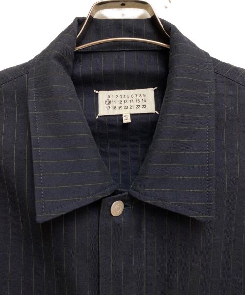 Maison Margiela（メゾンマルジェラ）Maison Margiela (メゾンマルジェラ) ストライプボタンジャケット ネイビー×ブラック サイズ:46の古着・服飾アイテム