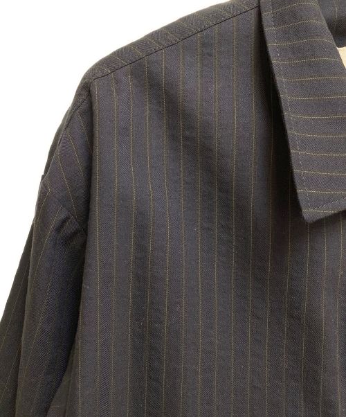 Maison Margiela（メゾンマルジェラ）Maison Margiela (メゾンマルジェラ) ストライプボタンジャケット ネイビー×ブラック サイズ:46の古着・服飾アイテム