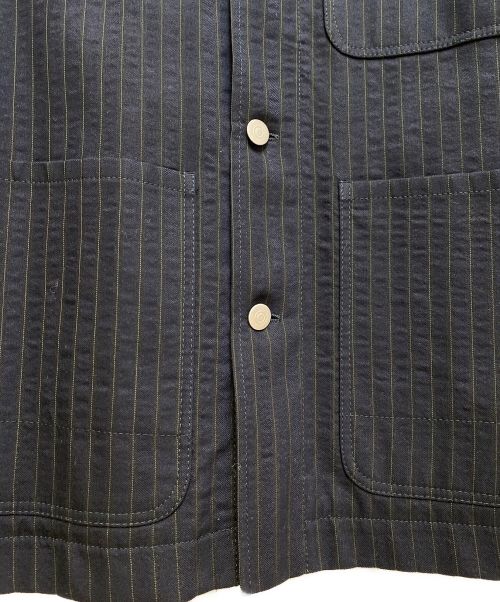Maison Margiela（メゾンマルジェラ）Maison Margiela (メゾンマルジェラ) ストライプボタンジャケット ネイビー×ブラック サイズ:46の古着・服飾アイテム
