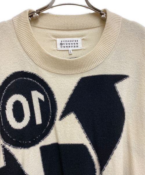 Maison Margiela（メゾンマルジェラ）Maison Margiela (メゾンマルジェラ) リサイクルロゴセーター ベージュ×ブラック サイズ:Mの古着・服飾アイテム