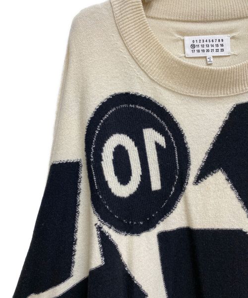 Maison Margiela（メゾンマルジェラ）Maison Margiela (メゾンマルジェラ) リサイクルロゴセーター ベージュ×ブラック サイズ:Mの古着・服飾アイテム