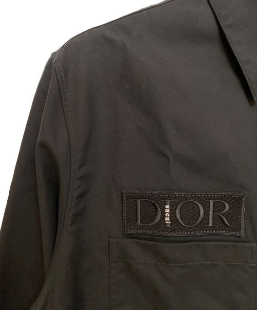 Dior（ディオール）Dior (ディオール) sacai (サカイ) ロゴ刺繍オーバーサイズシャツ ブラック サイズ:41の古着・服飾アイテム