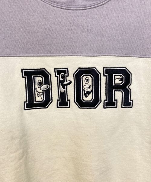 Dior（ディオール）Dior (ディオール) kenny scharf(ケニー・シャーフ) ロゴスウェット パープル×ホワイト サイズ:Lの古着・服飾アイテム