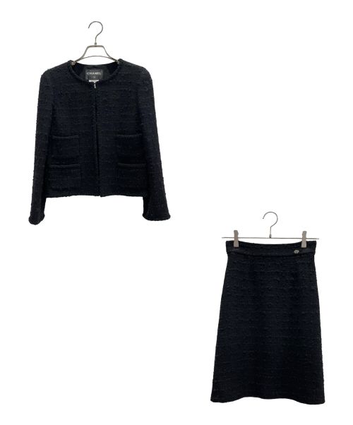 CHANEL（シャネル）CHANEL (シャネル) ツイードセットアップ ブラック サイズ:36の古着・服飾アイテム