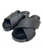 JIL SANDERジルサンダー）の古着「クロス ストラップ スライド サンダル」｜ブラック