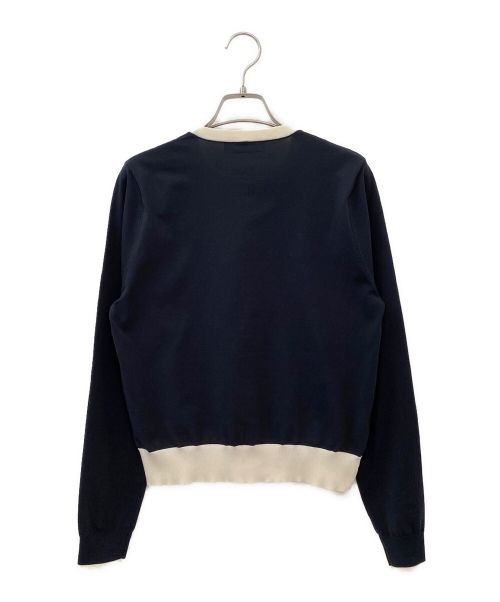 CABAN（キャバン）CABAN (キャバン) ファインポリクルーネックカーディガン ネイビー×ホワイト サイズ:Fの古着・服飾アイテム