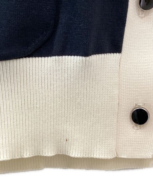 CABAN（キャバン）CABAN (キャバン) ファインポリクルーネックカーディガン ネイビー×ホワイト サイズ:Fの古着・服飾アイテム
