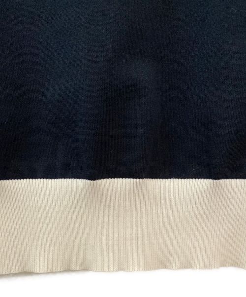 CABAN（キャバン）CABAN (キャバン) ファインポリクルーネックカーディガン ネイビー×ホワイト サイズ:Fの古着・服飾アイテム