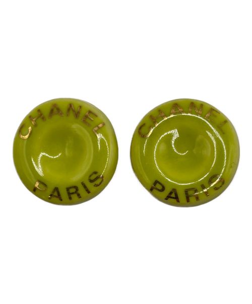 CHANEL（シャネル）CHANEL (シャネル) ラウンドロゴ 陶器イヤリング 黄緑の古着・服飾アイテム