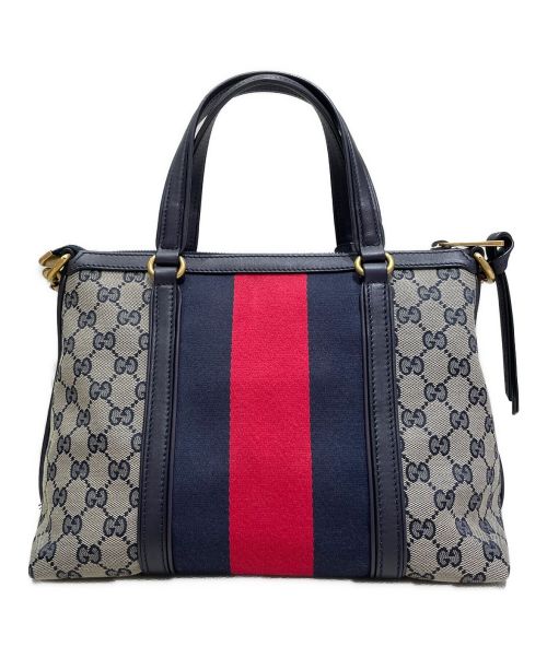 GUCCI（グッチ）GUCCI (グッチ)  GGキャンバス ラニア トートバッグ  ネイビーの古着・服飾アイテム