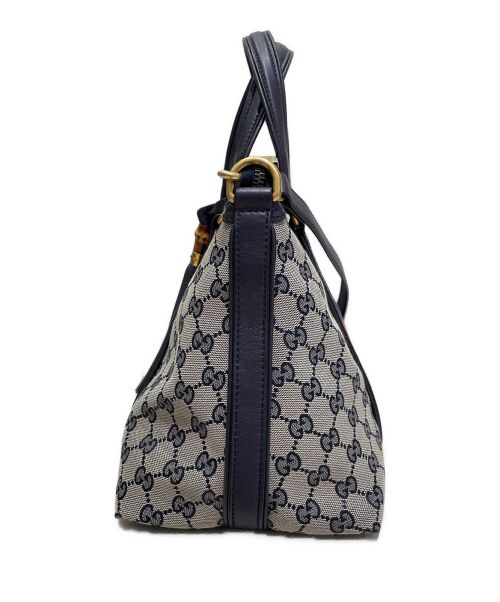 GUCCI（グッチ）GUCCI (グッチ)  GGキャンバス ラニア トートバッグ  ネイビーの古着・服飾アイテム