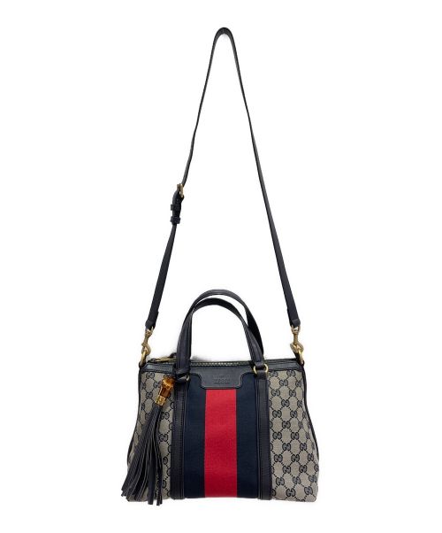 GUCCI（グッチ）GUCCI (グッチ)  GGキャンバス ラニア トートバッグ  ネイビーの古着・服飾アイテム