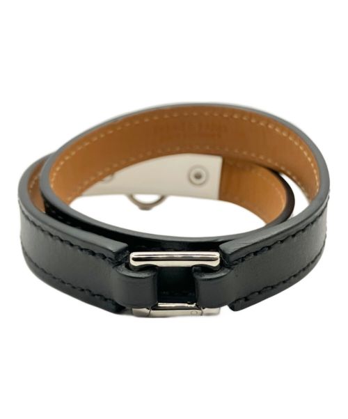 HERMES（エルメス）HERMES (エルメス) リヴァル ドゥブルトゥール レザーブレスレット ブラック サイズ:Sの古着・服飾アイテム
