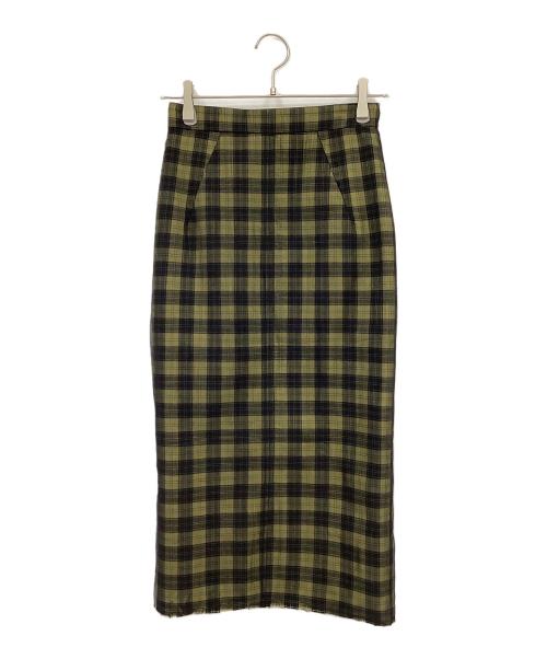 N°21（ヌメロヴェントゥーノ）N°21 (ヌメロヴェントゥーロ) チェックスカート イエロー サイズ:38の古着・服飾アイテム