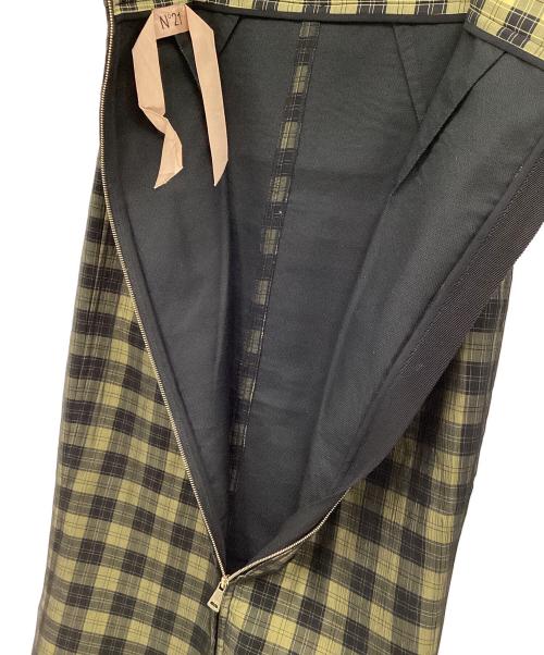 N°21（ヌメロヴェントゥーノ）N°21 (ヌメロヴェントゥーロ) チェックスカート イエロー サイズ:38の古着・服飾アイテム