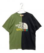 GUCCI×THE NORTH FACEグッチ×ザ ノース フェイス）の古着「コラボバイカラーTシャツ」｜グリーン×ブラック