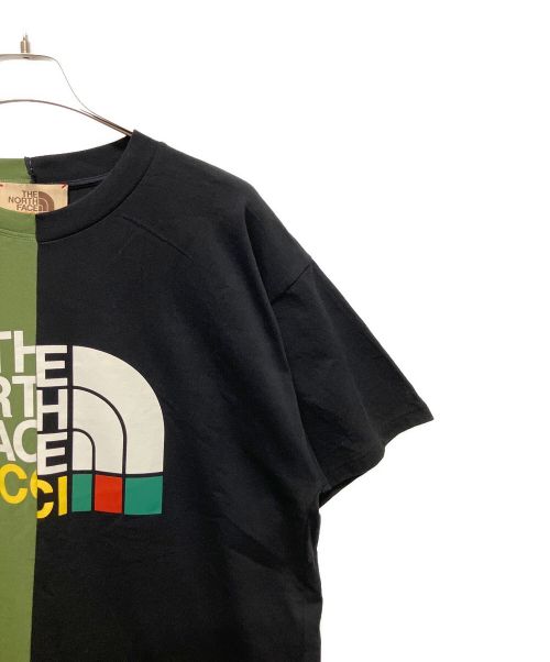 GUCCI（グッチ）GUCCI (グッチ) THE NORTH FACE (ザ ノース フェイス) コラボバイカラーTシャツ グリーン×ブラック サイズ:XLの古着・服飾アイテム