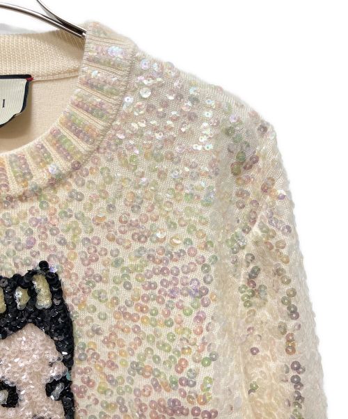 GUCCI（グッチ）GUCCI (グッチ) DISNEY (ディズニー) 白雪姫 スパンコールニット アイボリー サイズ:Mの古着・服飾アイテム