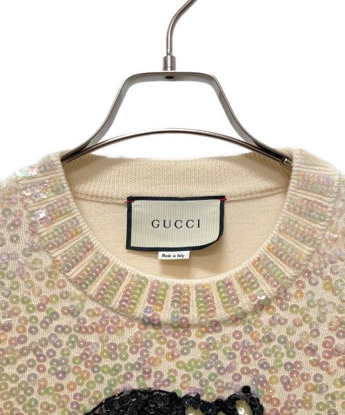 GUCCI（グッチ）GUCCI (グッチ) DISNEY (ディズニー) 白雪姫 スパンコールニット アイボリー サイズ:Mの古着・服飾アイテム