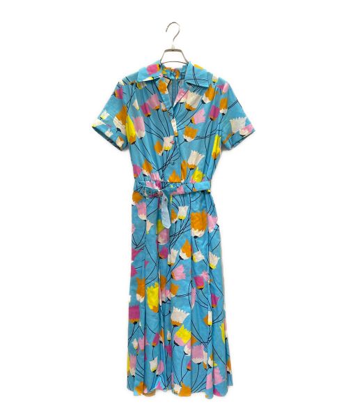 GUCCI（グッチ）GUCCI (グッチ) Tulip print pleated dress ブルー サイズ:36の古着・服飾アイテム