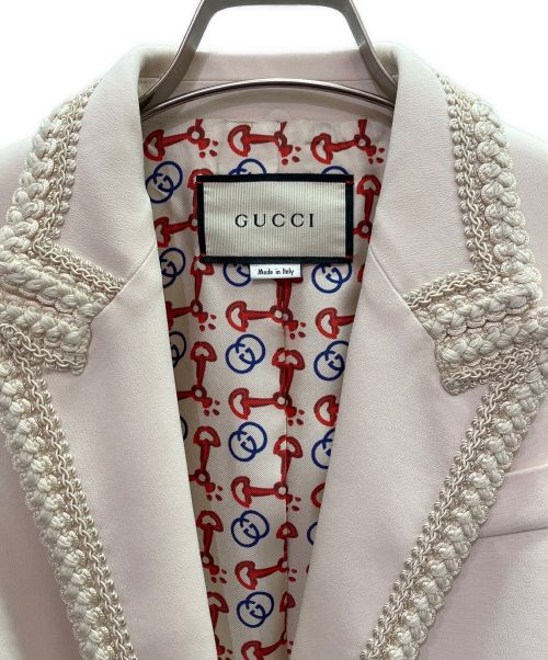 GUCCI（グッチ）GUCCI (グッチ) Passementerie Trim Stretch Cady Blazer In Black/ Mix ライトピンク サイズ:36の古着・服飾アイテム