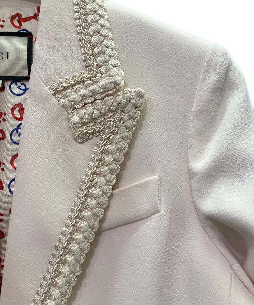GUCCI（グッチ）GUCCI (グッチ) Passementerie Trim Stretch Cady Blazer In Black/ Mix ライトピンク サイズ:36の古着・服飾アイテム