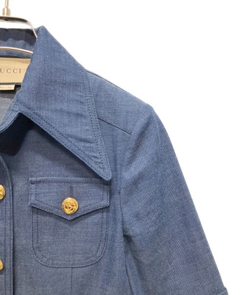 GUCCI（グッチ）GUCCI (グッチ) デニムシャツジャケット ネイビー サイズ:36の古着・服飾アイテム