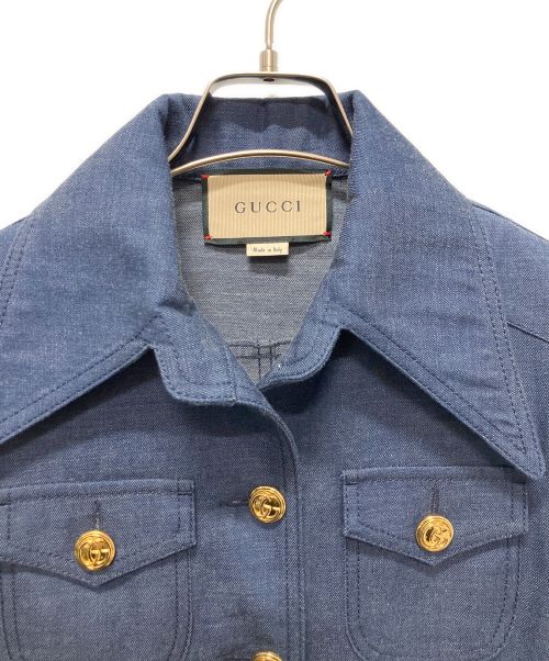 GUCCI（グッチ）GUCCI (グッチ) デニムシャツジャケット ネイビー サイズ:36の古着・服飾アイテム